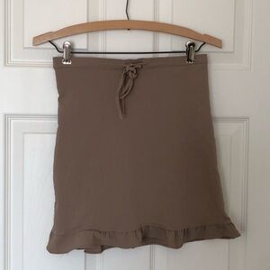 Taupe Ruffle Hem Drawstring Skirt